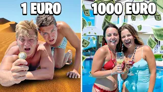 SOPRAVVIVERE con 1€ EURO vs 1000€ EURO in VACANZA con i Nostri AMICI NINNA e MATTI*Ricchi Vs Poveri*