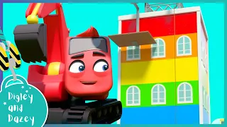 Build a Building - Fun Colors Learning | Digley and Dazey | Kids Construction Truck Cartoons