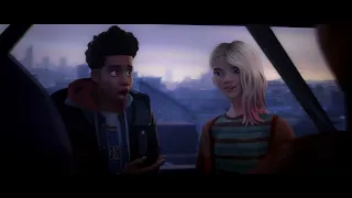 Spiderman across the spiderverse: miles and Gwen friendship scenes