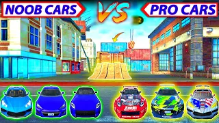 💪 Power Of Noob Car Vs Pro Car Mega Jump Challenge - Extreme Car Driving Simulator - Car Game