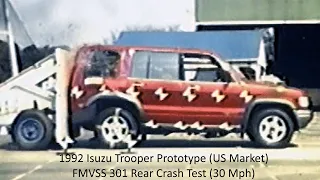 1992 Isuzu Trooper Prototype (US Market) FMVSS 301 Rear Crash Test (Full Overlap - 30 Mph)