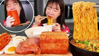 SUB) 통 스팸 1.8kg +라면+흰밥+김치 🔥 자취생 집밥 먹방 | 라면 먹방 MUKBANG KOREAN HOME FOOD EATING SOUNDS  Nhà gạo