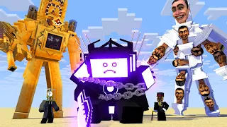 Monster School : Skibidi Toilet BOSS vs Golden TITAN CLOCKMAN & Titan TV MAN - Minecraft Animation