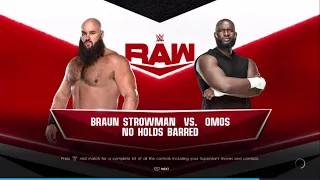 BRAUN STROWMAN VS OMOS NO HOLDS BARRED MATCH WWE 2K22 GAMEPLAY