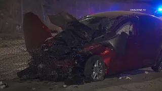 Pedestrian Fatally Struck On 91 Freeway, Car Crashes Onto Surface Streets | Compton