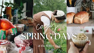 COZY SPRING DAYS | flower picking & planting, baking, grocery haul, and more!