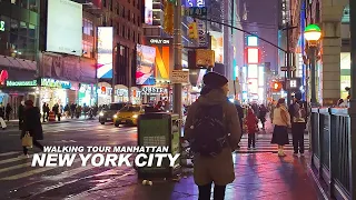 NEW YORK CITY - Manhattan Winter Season, Evening Walk Broadway and 7th Avenue, Travel, USA, 4K