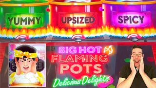 We POPPED all 3 POTS for the MEGA FEATURE!! Big Hot Flaming Pots Delicious Delights 🥘🥟🥳