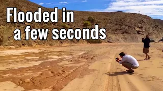 Dry river bed flooded in a few seconds