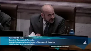 December 11, 2019 Board of Estimate & Taxation