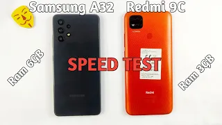 Xiaomi Redmi 9C Vs Samsung A32 | Speed Test & Comparison