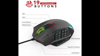 Redragon Impact  LED Mouse with  Buttons Laser Wired Gaming, High Precision,19 Programmable Buttons