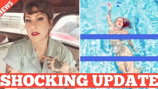 American Pickers’ Danielle Colby goes in just a G-string as she swims in the pool on break from show