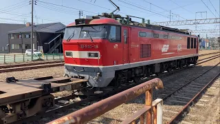 EF510-18ブロワーを起動し警笛を鳴らして酒田駅を発車！