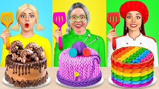 Me vs Grandma Cooking Challenge | Cake Decorating Challenge for 24 Hours by RATATA COOL