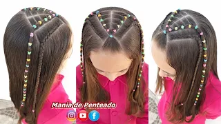 Penteado com Liguinhas e Tranças com Cabelo Solto | Hairstyle with Braids, Elastics and Loose Hair