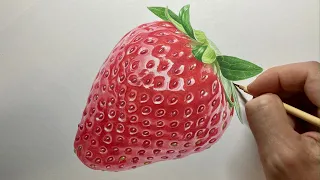 【イチゴを描く】Paint a strawberry / Time lapse 52