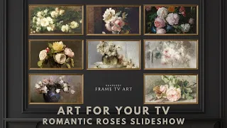 TV Art Screensaver 4K Frame TV Hack - Vintage Roses Painting Wallpaper Slideshow - no sound.