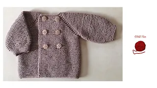 Babyjacke stricken mit doppelter Knopfleiste, Schritt für Schritt, andere Größen siehe Infobox