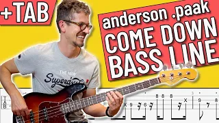 Come Down - Anderson .Paak Bass Line (with TAB on Screen)