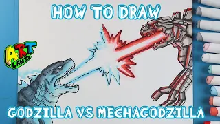 How to Draw GODZILLA VS MECHAGODZILLA ATOMIC BLASTS!!!
