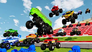 Monster Trucks Downhill/Obstacle Course crashes #2 - Beamng drive