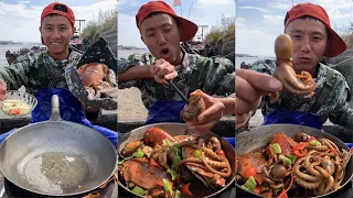 Fisherman Dagang boiled lobster, conch, abalone, octopus, and prawns with beer.#yummy #seafoodboil