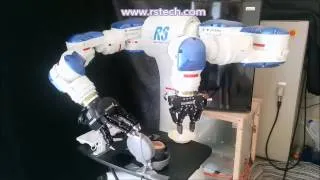 Yaskawa Motoman Dual Arm Robot cooking an Egg Sandwich