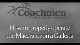 How to properly operate the Macerator on a Galleria