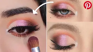 Pinterest Cut Crease Eye Makeup Tutorial with Shimmery Pink Eyeshadow (PICTORIAL EYE MAKEUP)💖