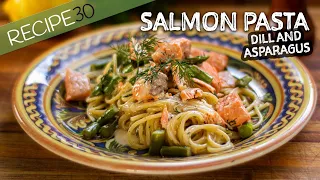 Creamy Salmon Spaghetti with Asparagus