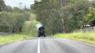 Road locomotive 15861 tops the hill in 3rd gear.