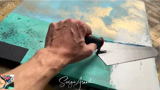 How to paint SIMPLE Abstract - what better tool? - Easy multi technique demo - DIY step by step