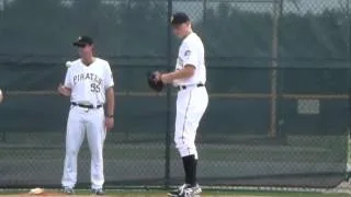 Pitcher Mitch Keller throwing in the bullpen