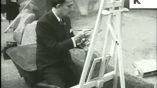 1950s Salvador Dali, Surrealist Painter at Work in Zoo