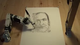 Paul the robot drawing Patrick