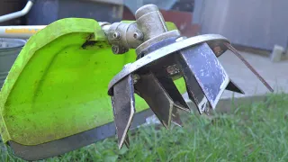 Homemade Rotary CULTIVATOR for GRASS CUTTER// Mini farm TILLER for TRIMMER//+ Garden TEST