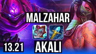 MALZAHAR vs AKALI (MID) | 6/1/12, Rank 6 Malz, 2.1M mastery, 600+ games | KR Master | 13.21