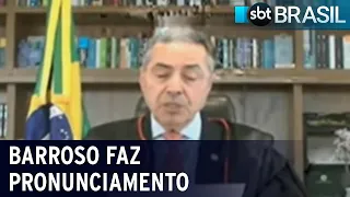 Barroso faz pronunciamento em resposta as declarações de Bolsonaro | SBT Brasil (09/09/21)