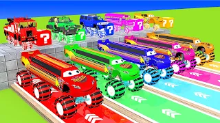 Long Lightning Mcqueen vs Big & Small: Mcqueen vs Spinner Wheels vs Minecraft vs Train