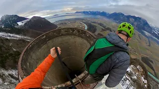 CRAZY BASE JUMP// CHIMNEY // INTENSE CLIMB