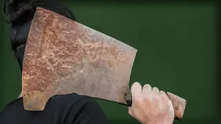 Insanely Big Butcher Cleaver Restoration. SORT OF...