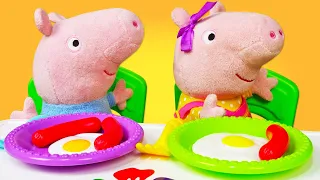 Свинка Пеппа и Джордж готовят завтрак для родителей - новое видео для детей про игрушки