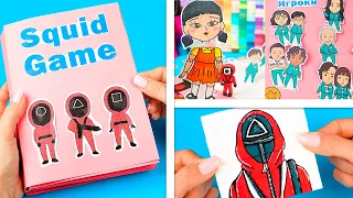 5 DIY Игра в Кальмара | Игровая книга, бумажные сюрпризы и антистресс, наклейки из бумаги