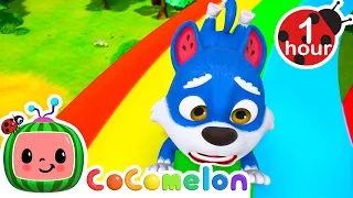 Wally the Wolf Goes Down the Rainbow Slide | 1 Hour CoComelon Animal Time Nursery Rhymes