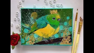 Easy bird acrylic painting tutorial step by step for beginners #acrylicpaintingtechniques #artyshils