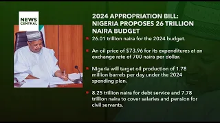 Nigeria's 2024 Appropriation Bill: Nigeria Proposes 26 Trillion Naira Budget | NC Now | 17-10-23