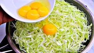 Cabbage with eggs is better than meat! Simple and delicious breakfast or dinner!!