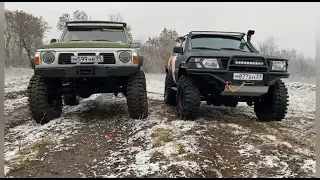 Nissan Patrol Y 61 против Nissan Patrol Y 60 на лапландерах vs УАЗ