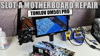 Repairing an AMD Slot-A Motherboard with the Tomlov DM501 Pro Digital Microscope